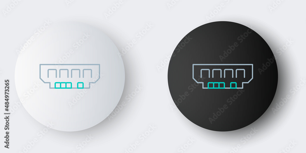 Poster line ram, random access memory icon isolated on grey background. colorful outline concept. vector
