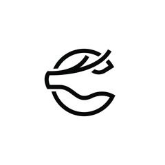 Fototapeta Letter C deer logo. Outline deer silhouette with Letter C initials logo obraz