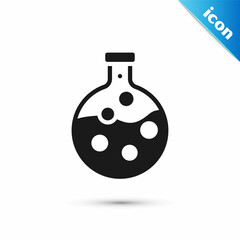 Grey Test tube and flask chemical laboratory test icon isolated on white background. Laboratory glassware sign. Vector