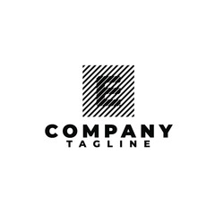 Obraz premium Dual tone E rectangle box logo design template. Letter E initial logo