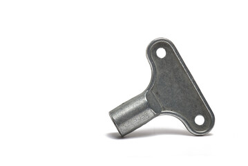 Closeup side view square key white background