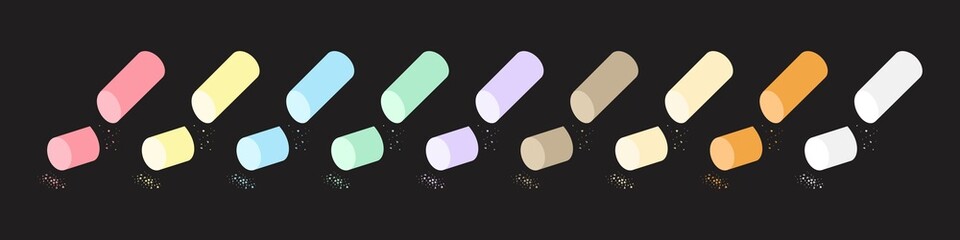 Pieces of chalk Icon design, colorful chalk. Broken chalk icon. Draw a picture on the blackboard.