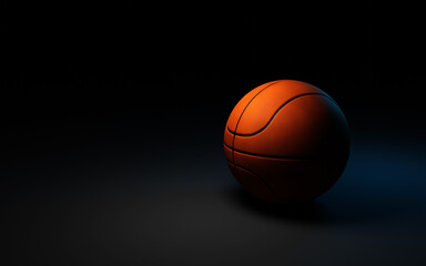 basketball ball on dark background. 3d render