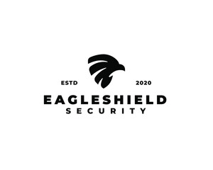 Eagle head shield logo design. Eagle head silhouette. Security logo