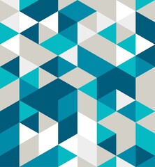 Blue, gray, and white abstract cubes or triangles background. Vector illustration.