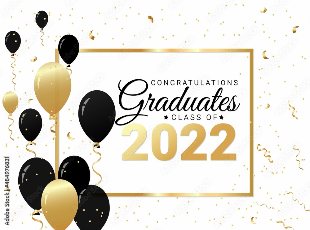 Wall mural congratulations graduates class of 2022 vector illustration