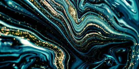 INDIGO. Golden Night. Treasury of art. Swirls of marble. Painting aesthetically mesmerizing. Abstract fantasia with golden powder. Extra special and luxurious- ORIENTAL ART. Ripples of agate. 