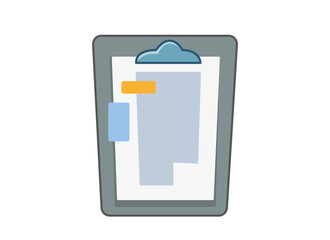 Tablet with paper and stickers, task of the day, menu, notes for study, police report, bookkeeping. Vector illustration of a siren in a cartoon childish style. Isolated funny clipart. cute print.