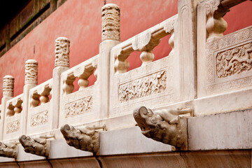 Stone fence in The enchanting Forbidden City in Beijing, Beijing, China