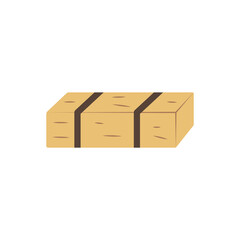 A cute cartoon bale of hay of rectangular shape. Stocks for feeding livestock. Food for farm and ranch animals. Hay cube, haystack. Simple flat icon. Rural life item