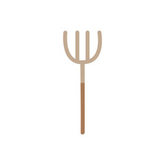 Cartoon forks for raking hay. Garden tools. An item for a farm or ranch. An object of rural life. Simple cute flat icon.