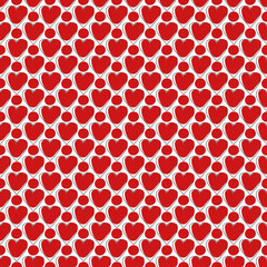 Pattern with red hearts on white background. Valentine's day pattern.