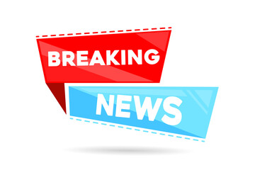 Flat Design breaking news Isolated vector icon. Sign of main news on white background. Breaking news headline minimalistic logo or design element. Can be used for website or for print. 