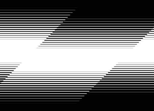 Modern black and white pattern of parallel broken lines with a smooth transition from black to white. Striped vector background