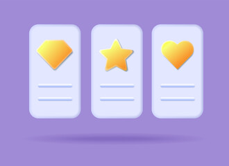 Pricing table design with three subscription plans icon. Tariff plans vector illustration. 3d vector illustration. Basic, standard, pro. UI UX interface design elements. Price list 3 options plans