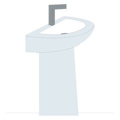 White ceramic clean new bathroom sink. Toilet equipment. Plumbing. Flat vector illustration