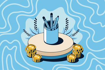 education loans with pencils holder