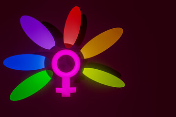 3D illustration of LGBT+ flower