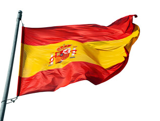 Spain flag waving isolated on the white background 