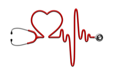 Stethoscope in the shape Heart and of a Heart Beat on a EKG