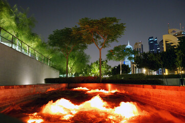 Doha park cityscape by night