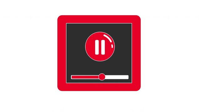 Video player animated icon design isolated on white background. Video starting icon digital element. Social media animations. Youtube Video Player animated icon. Isolated on white background.