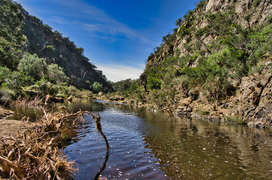 The Werribee Gorge, in Werribee Gorge State Park, not far from Melbourne near Bacchus Marsh, Victoria, Australia. 
