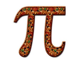 Pi Symbol, Math Ratio symbol Pizza icon food logo illustration - obrazy, fototapety, plakaty