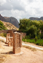 Khachkars of Noravank monastery. Armenia.