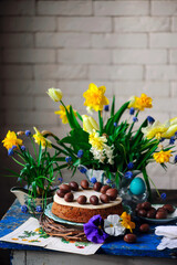 Obraz na płótnie Canvas Easter simlel cake.traditional easter pastries.