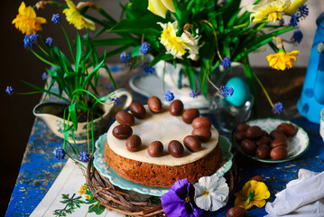 Easter simlel cake.traditional easter pastries.