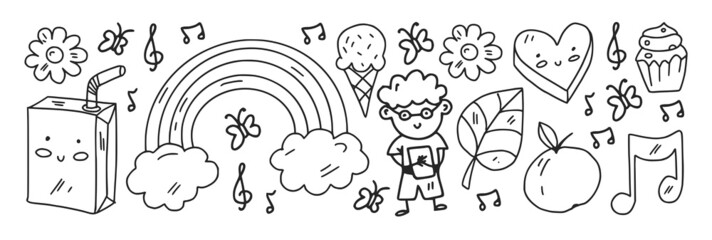 School, preschool, education. Creativity and imagination. Little children online education, e-learning.