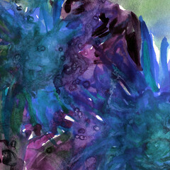 Abstract pastel watercolor background. Blue sky violet and pink pastel hand-painted watercolor texture on paper. Great for the fabric, backgrounds, wallpapers, covers and packaging.