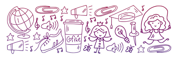 School, preschool, education. Creativity and imagination. Little children online education, e-learning.