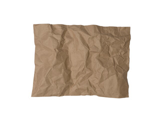 Abstract brown recycled crumpled paper on isolated white background.