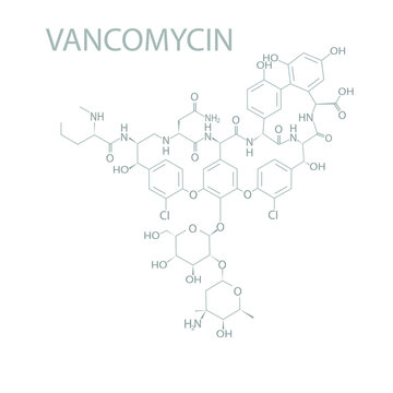 Vancomycin Molecular Skeletal Chemical Formula.	