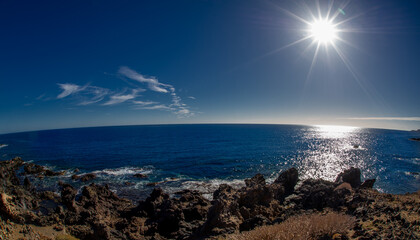 Sandy beach and volcanic rocks of Tenerife