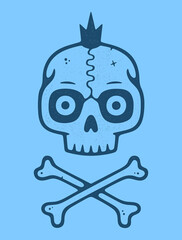 Skull with crown. Retro illustration in a vintage engraving style.