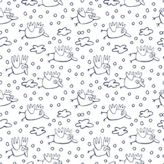 Seamless pattern with comical birds. Perfect for fabrics, t-shirts, wallpapers and other surfaces.