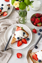 French quiche with strawberries. Traditional French pie. Open berries pie. Seasonal berries