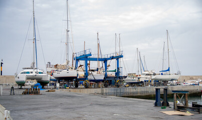Fototapeta na wymiar Dry port for repairs Tenerife Spain