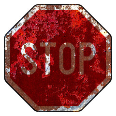 Old grunge EU road sign Priority sign Stop