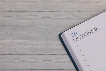 Exact date in the new diary. Important event and note space for October 20.