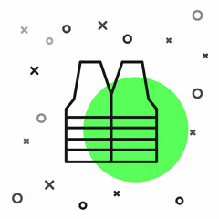 Black line Safety vest icon isolated on white background. Vector