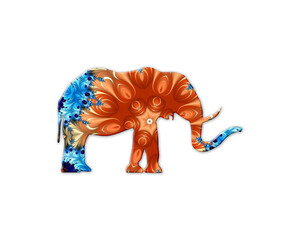 Elephant Animal symbol Mandala psychedelic icon chromatic logo illustration