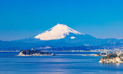 富士山と湘南海岸　冬景