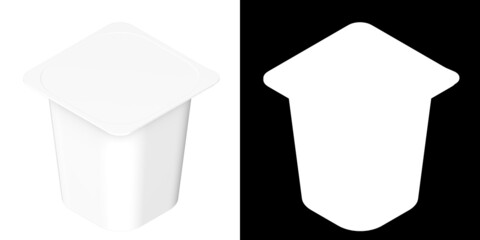 3D rendering illustration of a yogurt square cup closed