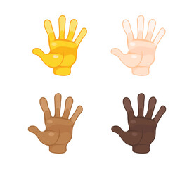 Raising hand emoji gesture vector isolated icon illustration. Open hand gesture icon