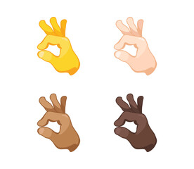 OK Hand Gesture Icon. OK hand emoji. OK sign. All skin tone gesture emoji