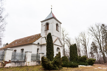 Fototapeta na wymiar Balgale lutheran church on a winter day, Latvia.